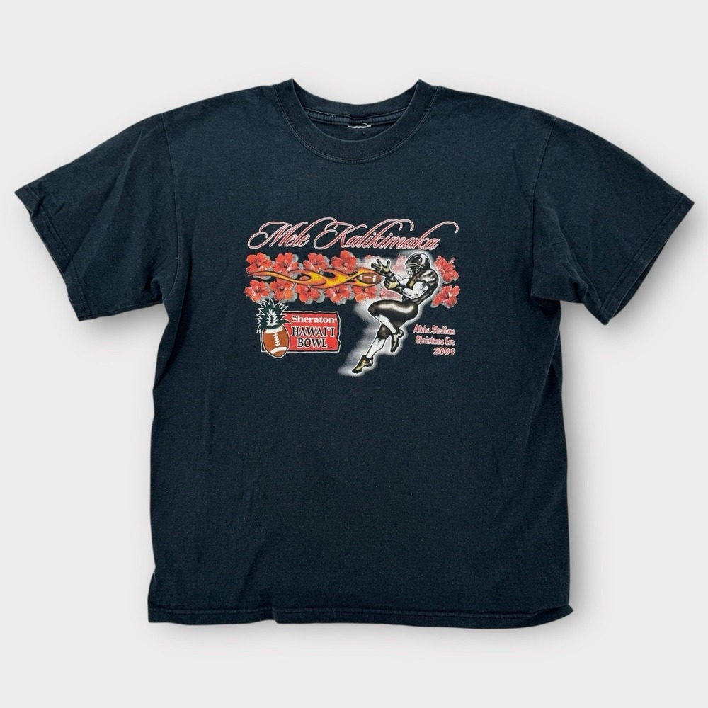 VTG Sheraton Hawaii Bowl T-Shirt Mens Small Mele Kalikimaka Football 2004 Black